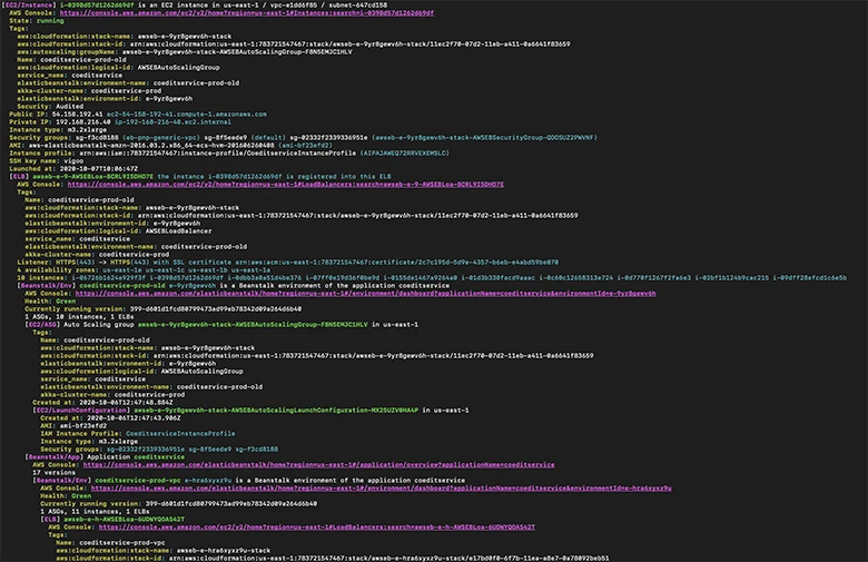 ZIO Query walking the ECS resource tree in a terminal: clusters, services, task definitions and instances